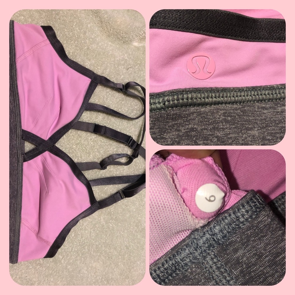 Lululemon pink and bra adjustable sports bra